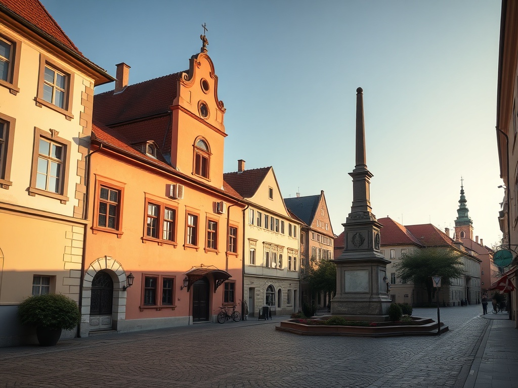 Widok na zabytkowe budynki uzdrowiskowe w Jedlinie-Zdroju otoczone zielenią.