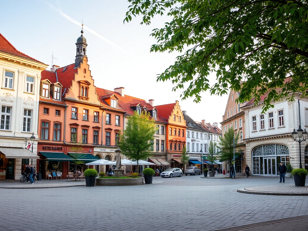 Mapa infrastruktury miasta Jedlina-Zdrój, pokazująca rozmieszczenie sklepów, restauracji i usług.