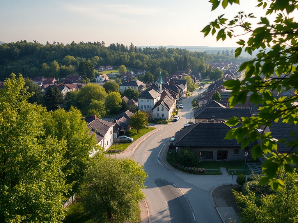 Malowniczy widok na kwitnące drzewa wiśni i czereśni w parku uzdrowiskowym w Jedlinie-Zdroju.